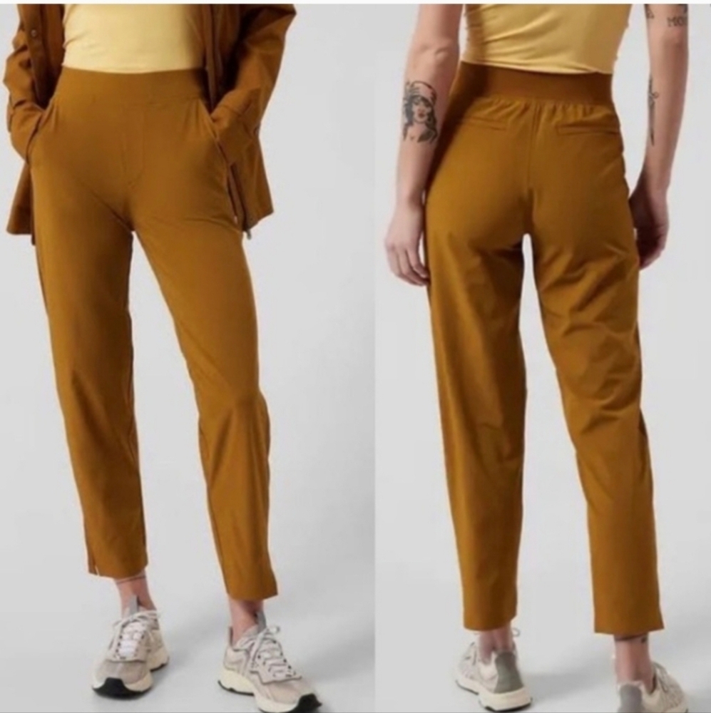 Athleta Brooklyn Ankle Pants Brass Yellow Mustard Gold Size 4